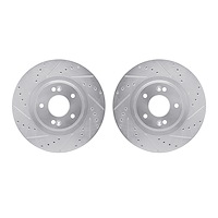 7002-03026 Drilled/Slotted Brake Rotors [Silver], 2013-2020 Kia/Hyundai/Genesis, Position: Front
