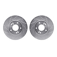 7002-03033 Drilled/Slotted Brake Rotors [Silver], 2001-2003 Kia/Hyundai/Genesis, Position: Front