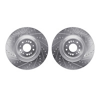 7002-10000 Drilled/Slotted Brake Rotors [Silver], Fits Select Kia/Hyundai/Genesis, Position: Front