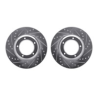7002-11002 Drilled/Slotted Brake Rotors [Silver], 1990-2016 Land Rover, Position: Front