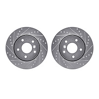 7002-11011 Drilled/Slotted Brake Rotors [Silver], 1994-2002 Land Rover, Position: Front