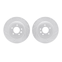 7002-11023 Drilled/Slotted Brake Rotors [Silver], 2018-2020 Land Rover, Position: Rear