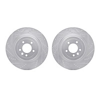 7002-11033 Drilled/Slotted Brake Rotors [Silver], Fits Select Land Rover, Position: Rear