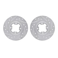 7002-13019 Drilled/Slotted Brake Rotors [Silver], 1989-1994 Subaru, Position: Front