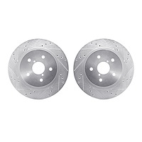 7002-13043 Drilled/Slotted Brake Rotors [Silver], Fits Select Subaru, Position: Rear