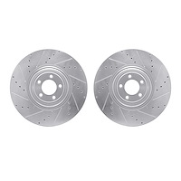 7002-20006 Drilled/Slotted Brake Rotors [Silver], Fits Select Jaguar, Position: Front