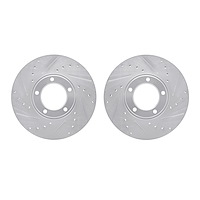 7002-20011 Drilled/Slotted Brake Rotors [Silver], 1971-1997 Jaguar, Position: Front
