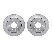 7002-20034 Drilled/Slotted Brake Rotors [Silver], 1995-2006 Jaguar, Position: Rear
