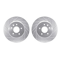 7002-20037 Drilled/Slotted Brake Rotors [Silver], 2000-2006 Jaguar, Position: Rear