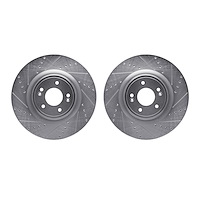 7002-21001 Drilled/Slotted Brake Rotors [Silver], Fits Select Kia/Hyundai/Genesis, Position: Front