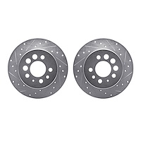7002-27033 Drilled/Slotted Brake Rotors [Silver], 1974-1997 Volvo, Position: Rear