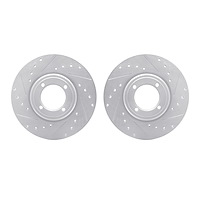 7002-28002 Drilled/Slotted Brake Rotors [Silver], 1969-1989 Peugeot, Position: Front