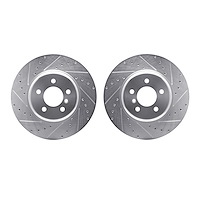 7002-31033 Drilled/Slotted Brake Rotors [Silver], 2011-2019 BMW, Position: Front