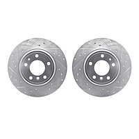 7002-31106 Drilled/Slotted Brake Rotors [Silver], 1991-2001 BMW, Position: Rear