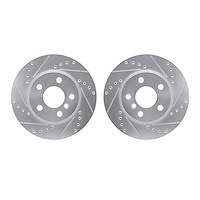 7002-32007 Drilled/Slotted Brake Rotors [Silver], Fits Select Mini, Position: Front