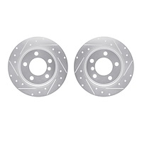 7002-32010 Drilled/Slotted Brake Rotors [Silver], Fits Select Mini, Position: Front