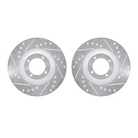 7002-37005 Drilled/Slotted Brake Rotors [Silver], 1983-1990 GM, Position: Front