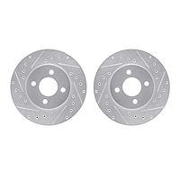 7002-39009 Drilled/Slotted Brake Rotors [Silver], 1983-1988 Mopar, Position: Front