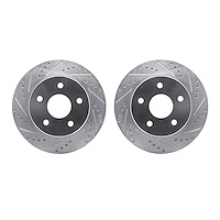 7002-40006 Drilled/Slotted Brake Rotors [Silver], 2002-2018 Mopar, Position: Front