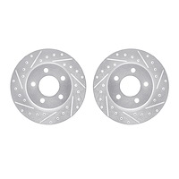 7002-40007 Drilled/Slotted Brake Rotors [Silver], 1993-1997 Mopar, Position: Front