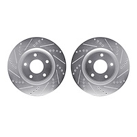 7002-40014 Drilled/Slotted Brake Rotors [Silver], Fits Select Multiple Makes/Models, Position: Front