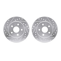 7002-40051 Drilled/Slotted Brake Rotors [Silver], 1991-1992 Mopar, Position: Front