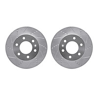 7002-40074 Drilled/Slotted Brake Rotors [Silver], Fits Select Multiple Makes/Models, Position: Front