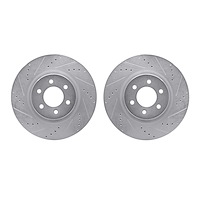 7002-40075 Drilled/Slotted Brake Rotors [Silver], 1992-2002 Mopar, Position: Front