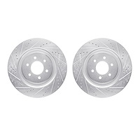 7002-40076 Drilled/Slotted Brake Rotors [Silver], 2003-2017 Mopar, Position: Front