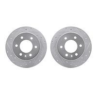 7002-40103 Drilled/Slotted Brake Rotors [Silver], 2007-2018 Multiple Makes/Models, Position: Rear