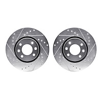 7002-41000 Drilled/Slotted Brake Rotors [Silver], 1988-1989 Mopar, Position: Front
