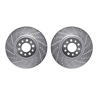 7002-42003 Drilled/Slotted Brake Rotors [Silver], Fits Select Mopar, Position: Front