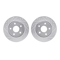 7002-42021 Drilled/Slotted Brake Rotors [Silver], 2007-2018 Mopar, Position: Front