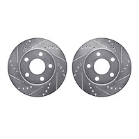 7002-47027 Drilled/Slotted Brake Rotors [Silver], 1997-2005 GM, Position: Front