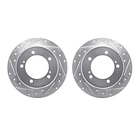 7002-47044 Drilled/Slotted Brake Rotors [Silver], 1983-1998 GM, Position: Front