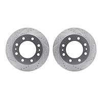 7002-48012 Drilled/Slotted Brake Rotors [Silver], Fits Select GM, Position: Front
