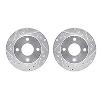 7002-54060 Drilled/Slotted Brake Rotors [Silver], 1981-1994 Ford/Lincoln/Mercury/Mazda, Position: Front