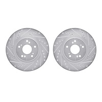 7002-58022 Drilled/Slotted Brake Rotors [Silver], 1997-2005 Acura/Honda, Position: Rear
