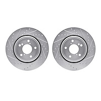 7002-59013 Drilled/Slotted Brake Rotors [Silver], Fits Select Acura/Honda, Position: Front