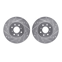 7002-59025 Drilled/Slotted Brake Rotors [Silver], 2014-2020 Acura/Honda, Position: Front