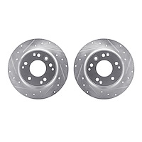 7002-59050 Drilled/Slotted Brake Rotors [Silver], 1991-1999 Multiple Makes/Models, Position: Rear