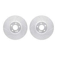 7002-63033 Drilled/Slotted Brake Rotors [Silver], Fits Select Mercedes-Benz, Position: Front