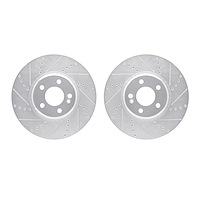 7002-63034 Drilled/Slotted Brake Rotors [Silver], Fits Select Mercedes-Benz, Position: Front