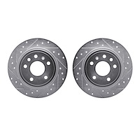 7002-65020 Drilled/Slotted Brake Rotors [Silver], 1999-2010 GM, Position: Rear