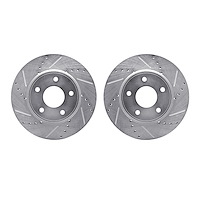 7002-67000 Drilled/Slotted Brake Rotors [Silver], Fits Select Multiple Makes/Models, Position: Front