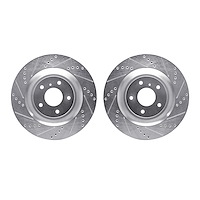 7002-68008 Drilled/Slotted Brake Rotors [Silver], Fits Select Infiniti/Nissan, Position: Front