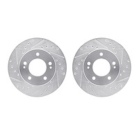 7002-72001 Drilled/Slotted Brake Rotors [Silver], 1983-1989 Multiple Makes/Models, Position: Front