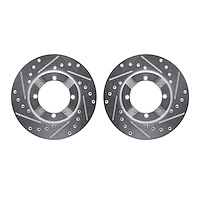 7002-72006 Drilled/Slotted Brake Rotors [Silver], 1983-1991 Multiple Makes/Models, Position: Front