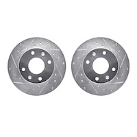 7002-72011 Drilled/Slotted Brake Rotors [Silver], 1988-2007 Multiple Makes/Models, Position: Front