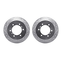 7002-72065 Drilled/Slotted Brake Rotors [Silver], 1990-2004 Mitsubishi, Position: Rear